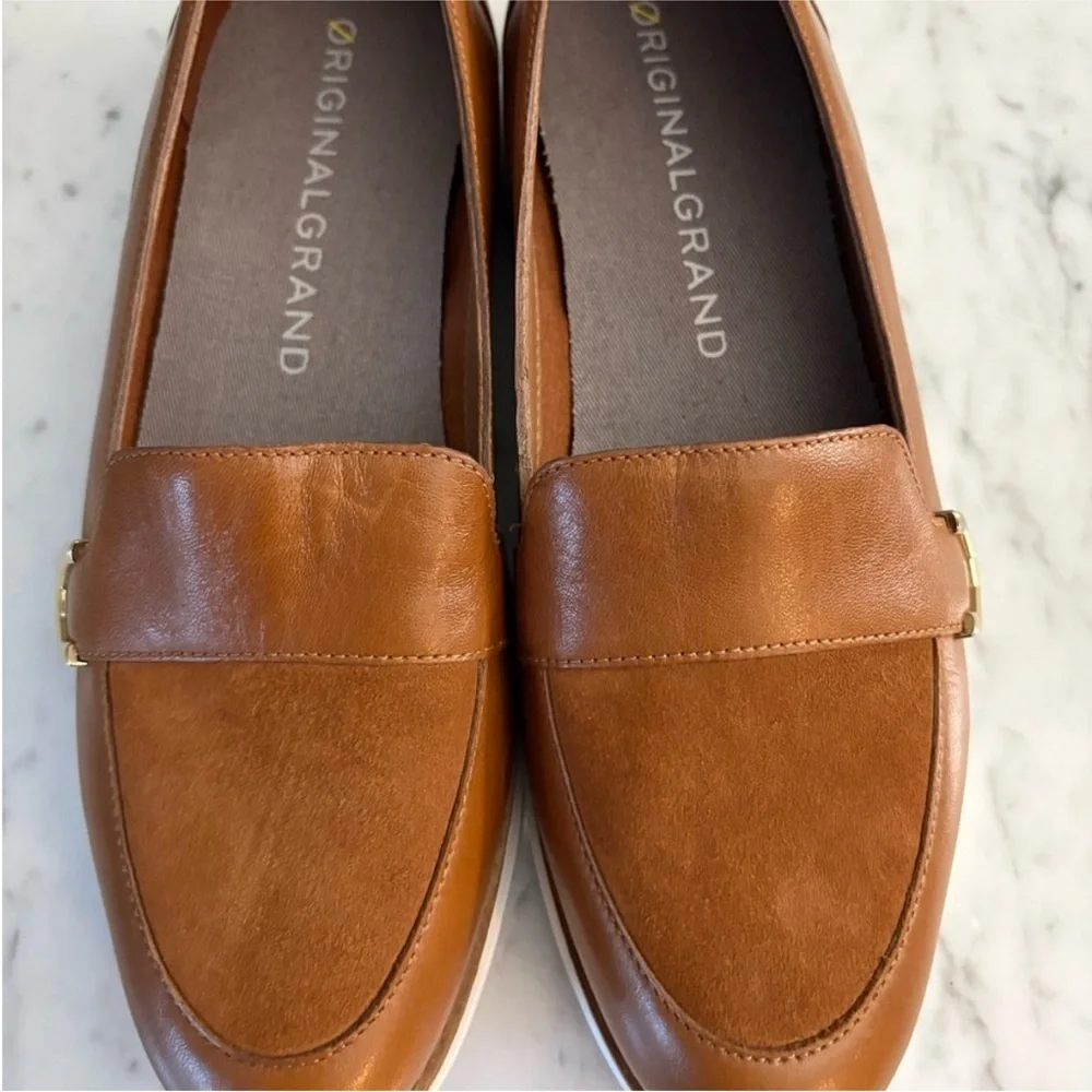Cole Haan OriginalGrand C Buckle Loafers Brown Leather Comfort Flats 6.5B NWT